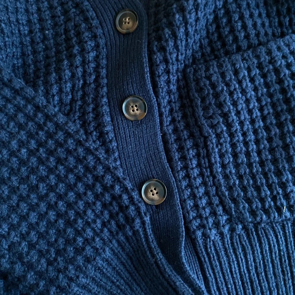 Madewell Navy Waffle-Knit Button Cardigan - Picture 5 of 9